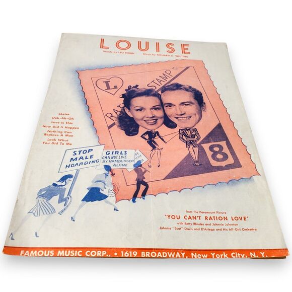 Lot of 2 VTG 1944 Sheet Music WWII Era Dinah Shore Movie Tin Pan Alley - Picture 2 of 15